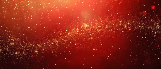 Abstract Red and Gold Background with Sparkling Gold Dots Creating a Starry Night Sky, Dreamy and Ethereal Feel