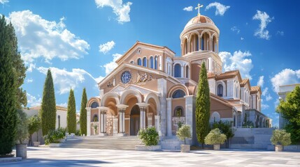 Obraz premium Grand cathedral under a sunny sky