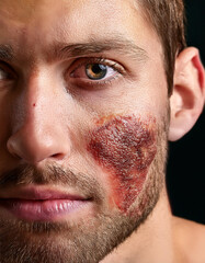 Obraz premium Necrotizing fasciitis on face