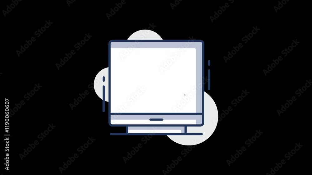 Poster a minimalistic flat design of a computer monitor on a black background.