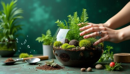 Creating a Beautiful Terrarium with Ferns and Stones