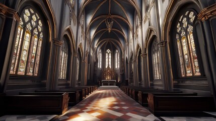 Fototapeta premium Grand church interior, serene and majestic