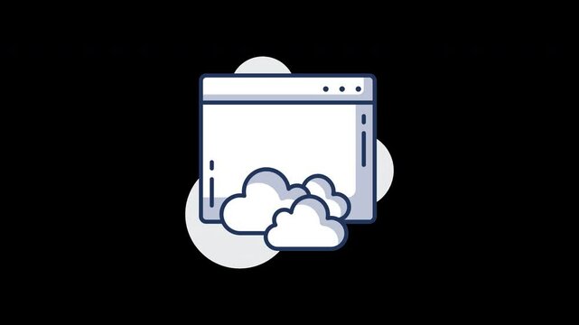 A flat concept graphic of a browser window with clouds, ideal for web design themes.