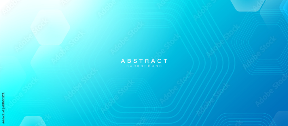 Poster Blue Abstract Background with Hexagonal Patterns