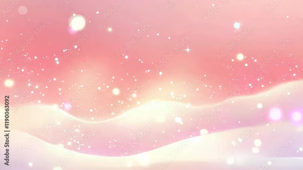 Poster soft pink gradient background with sparkling lights and dreamy glowing bokeh effects.