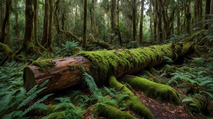 Life Springs from the Fallen Kauri in a Timeless Forest