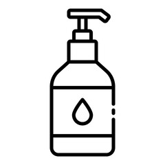 Face cleanser in a pump bottle outline icon for skincare and spa