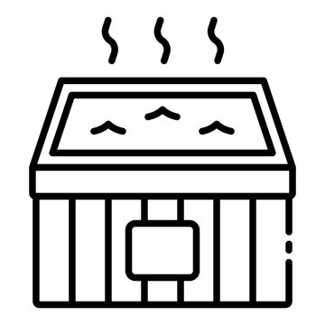 Steam jacuzzi sauna outline icon for relaxation and spa therapy