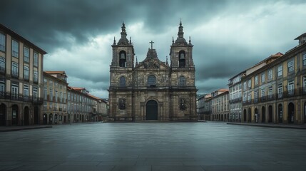 Naklejka premium Grand church in a city square