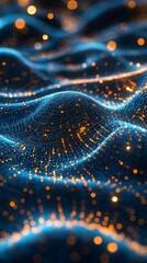 Fototapeta premium AI-designed illustration of a neural network with multicolored pathways and glowing nodes, symbolizing the flow of information in deep learning models.