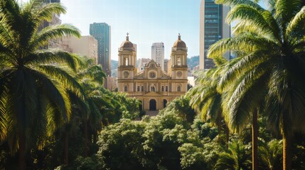 Fototapeta premium Cathedral framed by palm trees