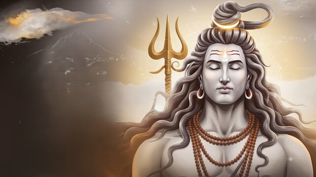 Maha Shivratri hindu festival, Lord Shiva with Trishul