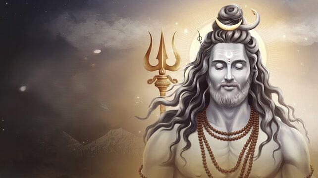 Maha Shivratri hindu festival, Lord Shiva with Trishul