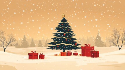 Obraz premium christmas tree with gifts vector illustration for your design