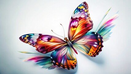 Abstract butterfly wing art, colorful moth-inspired decor, beautifully captures nature's elegance on a pure white background.