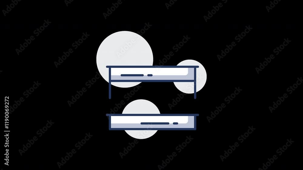 Poster minimalist flat design showing two tables with circular backgrounds.