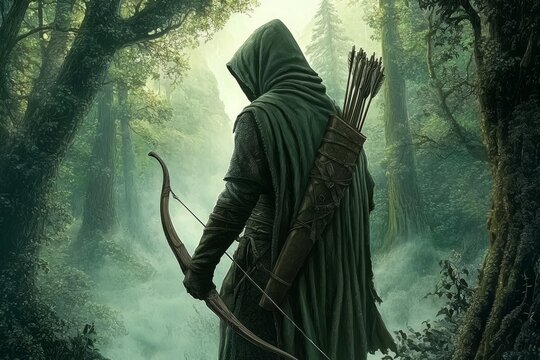 Fantasy Illustration of an Archer Surrounded by Green Mist