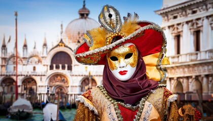 Fototapeta premium ベネツィアのカーニバルの仮面をつけた人（Venice Carnival Mask） 