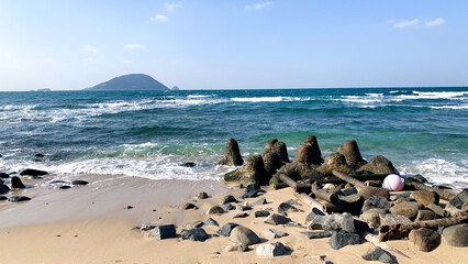 志賀島の美しい下馬ヶ浜の風景