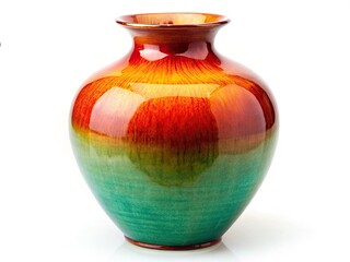 A stylish, empty white ceramic vase against a minimalist white background.  Modern home decor.