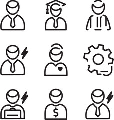 Human resources icon collection set. Containing employee, work, organization structure, business, industry, cycle economy, hr, concept icon. Simple flat vector.