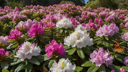Naklejka premium Rhododendron Kanehirai Blossoms Resiliently from Rocky Cliff Cracks