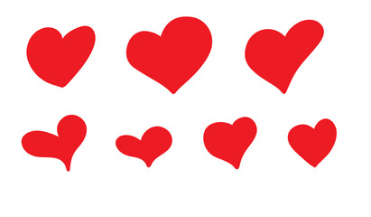 A set of red hearts of different shapes. Elements for design.