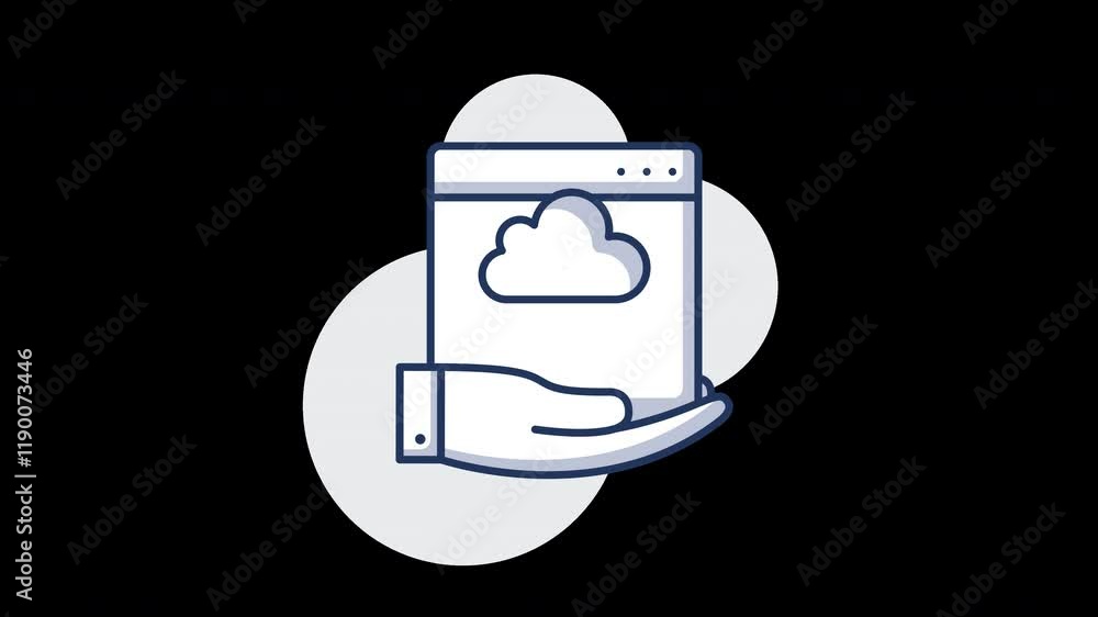 Aufkleber a minimalistic illustration of a hand holding a cloud symbol representing cloud computing.