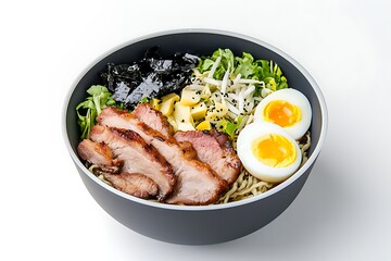 Hearty Bowl of Ramen Noodles with Egg and Char Siu Pork