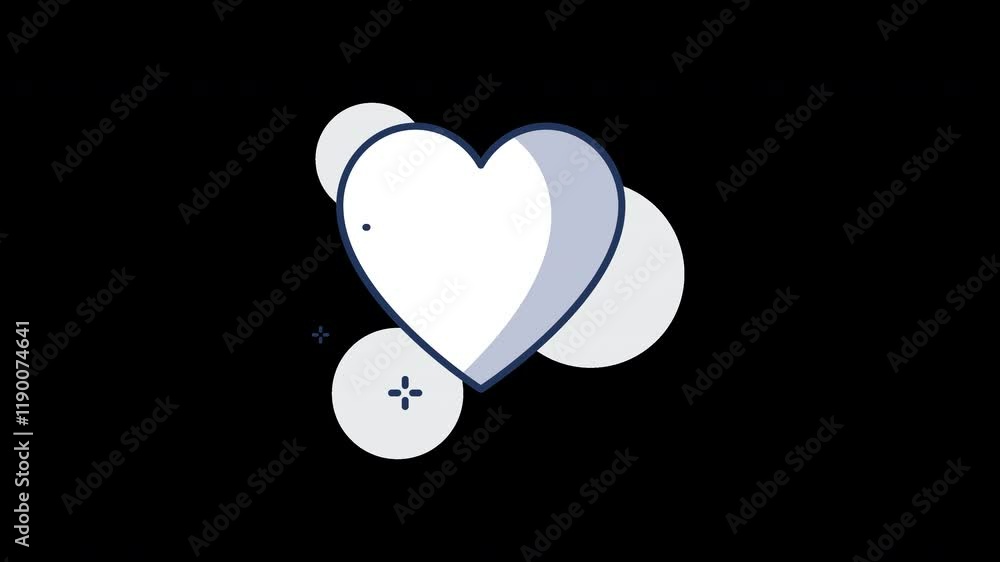 Poster a simple heart illustration with circular elements in a flat design style.