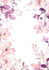 Pastel floral frame, white background, invitation design (1)