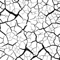 Detailed black cracks texture on a white background providing an eye catching design element suitable for art backgrounds and various graphic projects