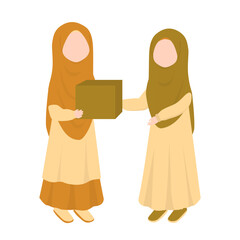 Muslim Giving Zakat in Ramadan. Muslim Giving Donation