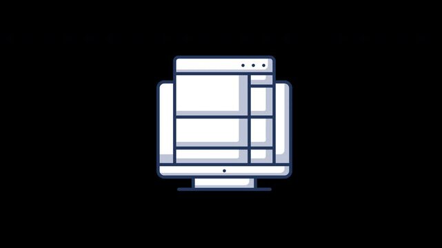 A digital concept of a website layout displayed on a computer monitor in a flat design style.