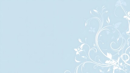Light Blue Background with White Floral Design