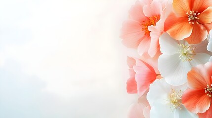 Fototapeta premium Soft Pink and Peach Blossom Flowers Floral Background Spring Bloom