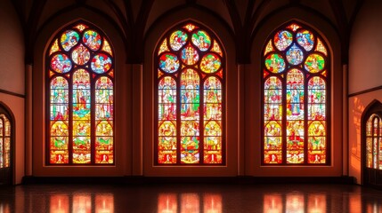 Fototapeta premium Stained glass windows in a chapel