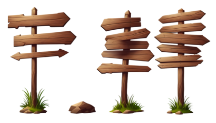 Rustic Wooden Signposts: A Trio of Weathered Arrows