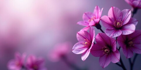 Delicate Pink Blossoms in Soft Focus, a Serene Floral Image with a Dreamy, Romantic Atmosphere, Perfect for Springtime Designs and Gentle Backgrounds