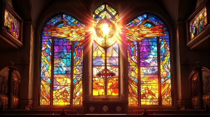 Obraz premium Radiant stained glass church window