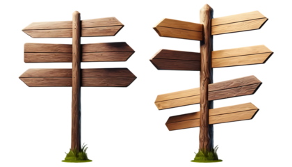 Rustic Wooden Signposts: A Pair of Detailed, Hand-Painted Directional Arrows
