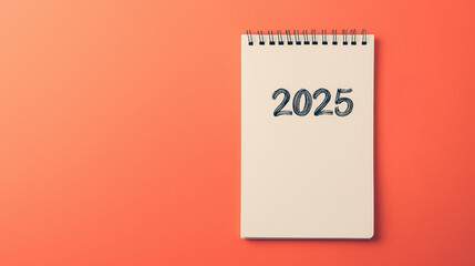 New year plan, a blank white sheet of paper with "2025",  handwritten text, blank note paper