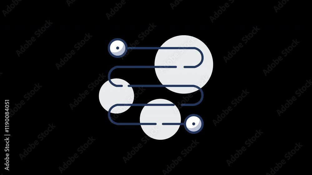 Poster abstract design featuring circular shapes and flowing lines on a dark background.
