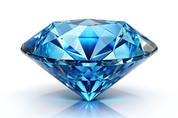 Luxury blue diamond: a breathtaking high-resolution 3D render perfect for jewelry photography, set against a clean white background.