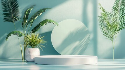 Minimalist Product Display With Tropical Plants