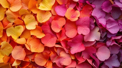 A vibrant floral background with heart-shaped petals in spring colors.