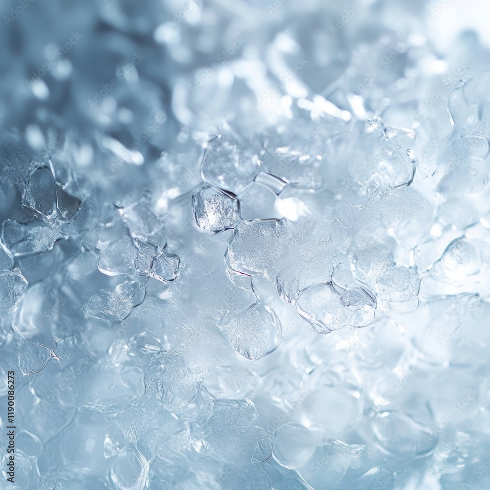 Poster close-up view of ice crystals on a smooth surface in soft light