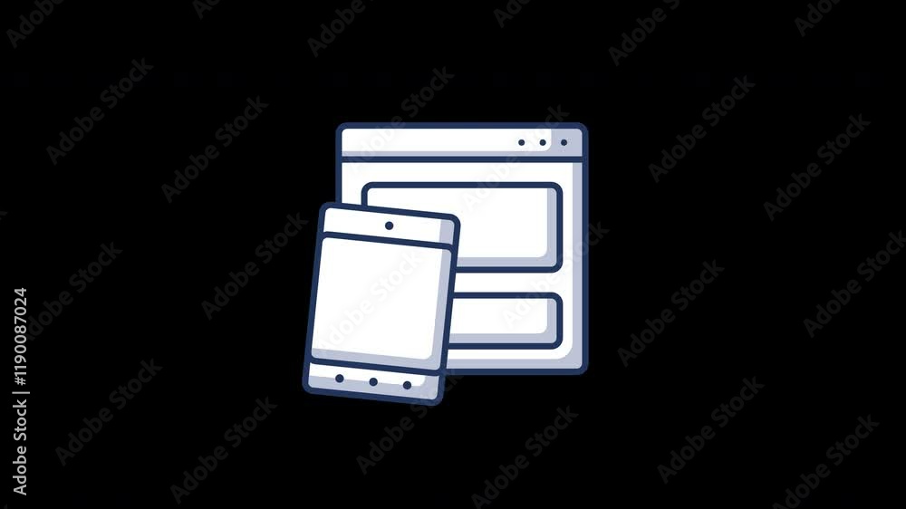 Poster digital devices illustration featuring a smartphone and a computer screen against a simple backgroun
