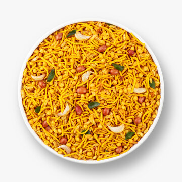 Garlic mixture a popular evening snack in India. Made of gram flour, a spicy, crunchy savoury dish served during festivals.