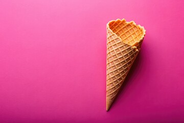 Pink waffle cone ice cream, a homemade delight.  Sweet treat photography, perfect for dessert shops.